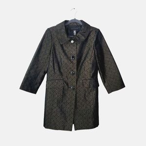 Apostrophe Brocade Pea Coat Gold/Grey